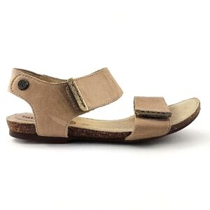 Bussola Leather Nude Beige Two Adjustable Wide Straps Flat Sandals Size 37